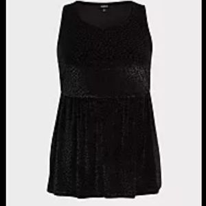 Torrid Black Velvet Burnout Leopard Peplum Top